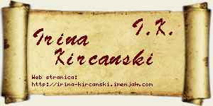 Irina Kirćanski vizit kartica